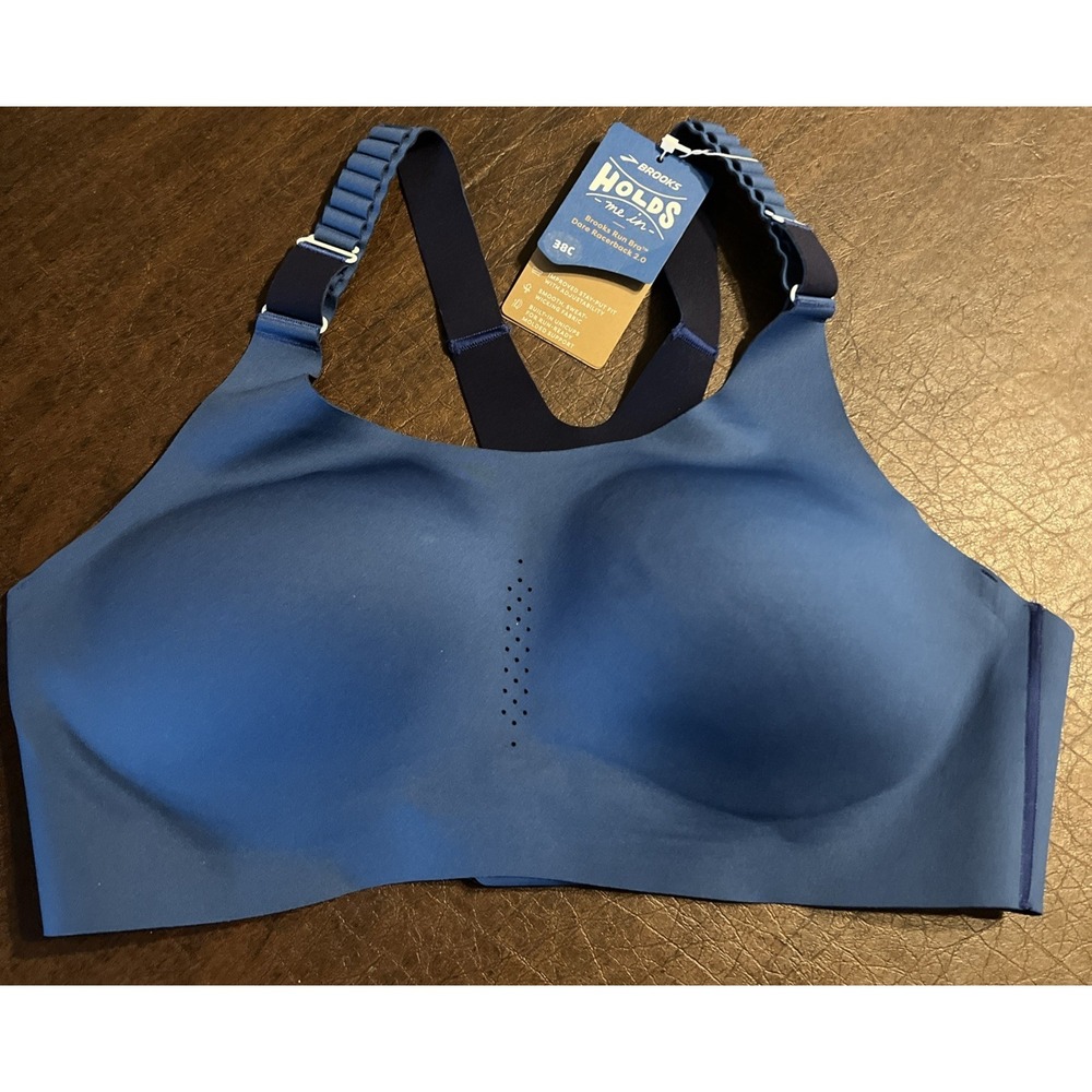 Brooks Holds Me In Dare Racerback Run Sports Bra 38C Molded Cups Sweat Wicking